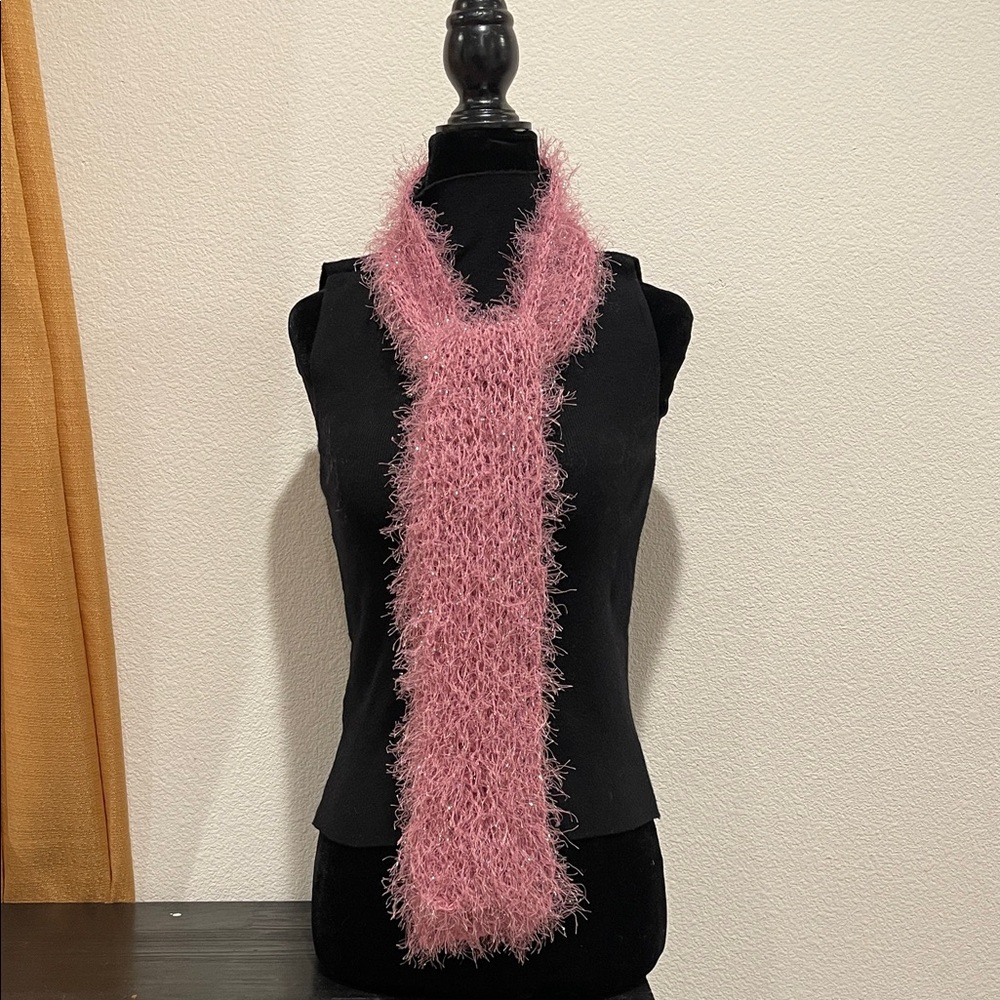 Pink Fuzzy Scarf
